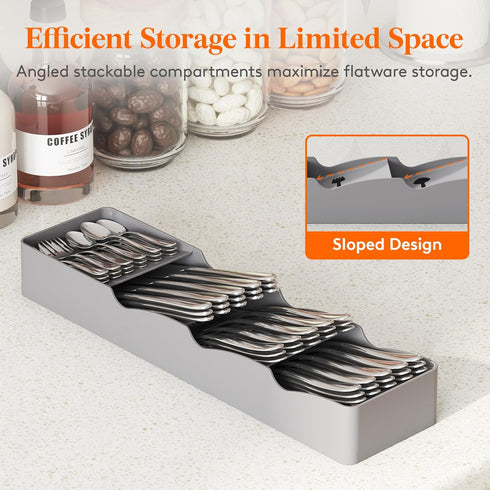 Lifewit Compact Flatware Drawer Organizer, Narrow Plastic Cutlery Holder for Kitchen Drawers, Spoons, Forks and Knives,