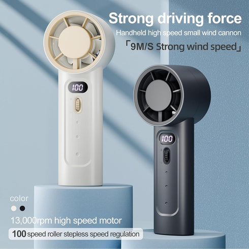 Turbo Portable Handheld Fan, Speed Adjustable Mini Fan, 4000mAh Battery Rechargeable, Small Handheld Fan, Black