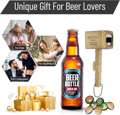 Lmaytech Upgraded Beer Bottle Opener with Magnet, Beer Gifts for Men, Husband, Dad, Boyfriend (Bronze)