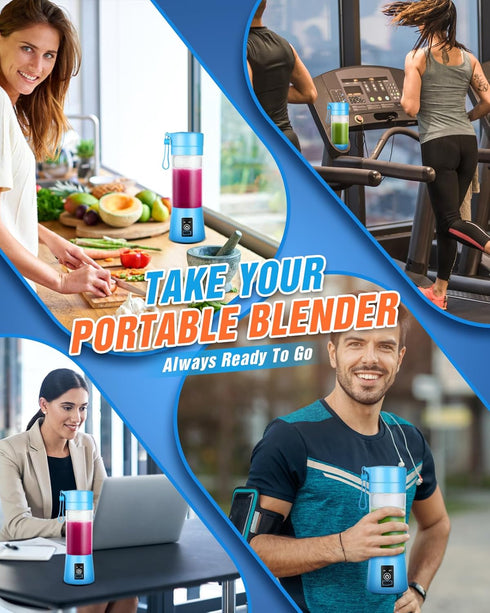 Portable Blender for Shakes and Smoothies - 6 Blades Juicer Cup, USB Rechargeable, Personal Blender for Kitchen and