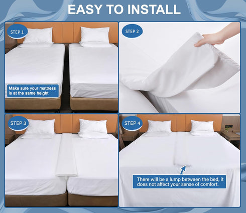 Vekkia Split King Gap Filler, Twin to King Bed Converter Kit, Mattress Connector with Washable Cover, 75in×10in