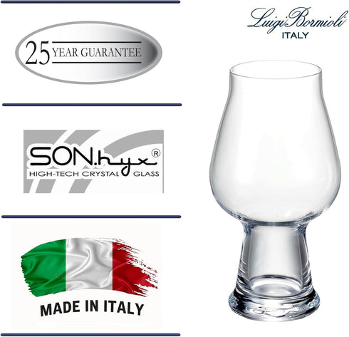 Luigi Bormioli Birrateque Stout Beer Glasses, 20.25 oz, Set of 2, Made in Italy
