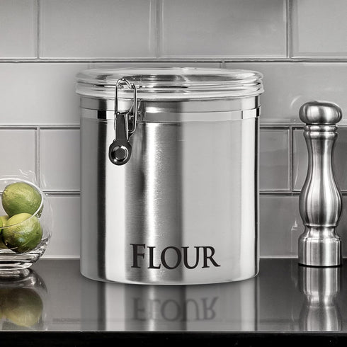 8" Oggi Jumbo Stainless Steel Flour Clamp Canister - Airtight Food Storage Container Ideal for Kitchen & Pantry Storage