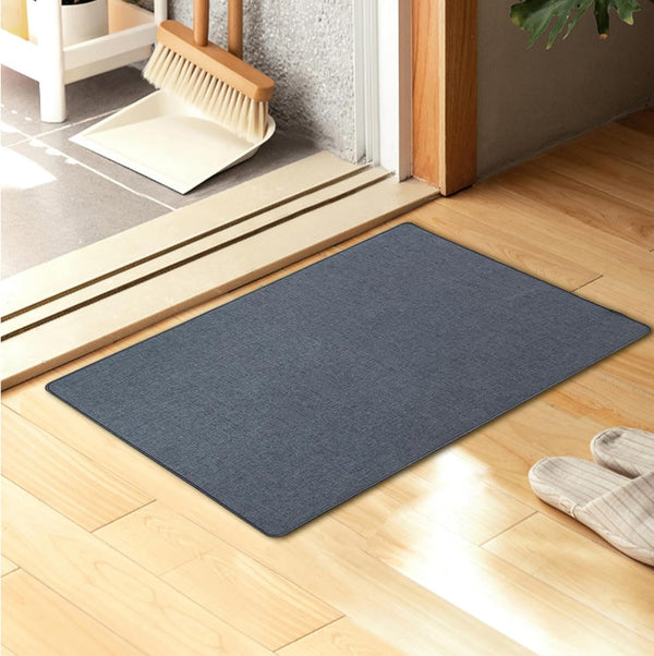 Yancorp Ultra Thin Door Mat, 16"x26" Indoor Entrance Rug, Low Profile Non-Slip Washable Bath Mat (Gray)