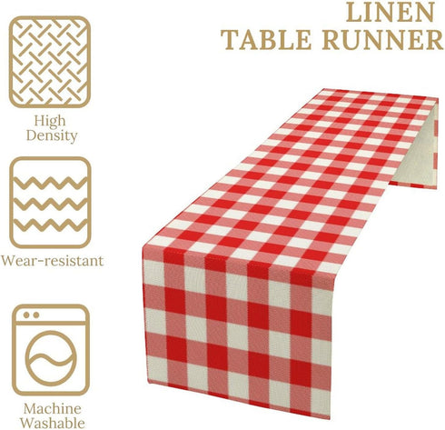 DDCBNS 13 36 Inch Buffalo Plaid Table Runner,Classic Red and White Farmhouse Table Runner Checkered Table Cover