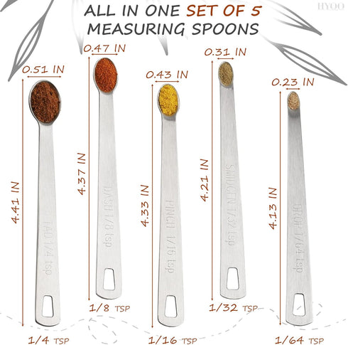 5 Pcs Mini Measuring Spoons Set, Stackable Design, Durable Stainless Steel for Cooking and Baking