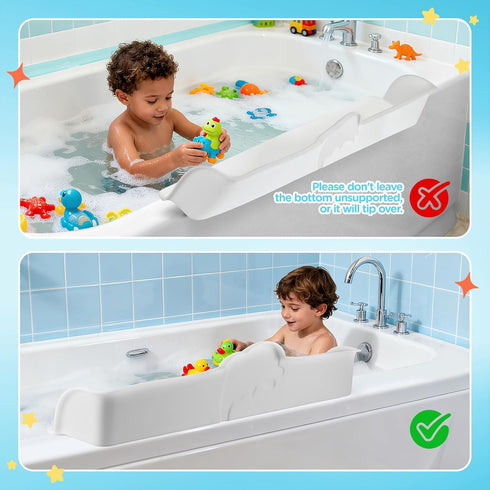 Nelebe Rhh 3FT Dolphin Pattern Bathtub Splash Guard Play Shelf for the Wide &Straight Bathtub Edge Toy Tray Caddy