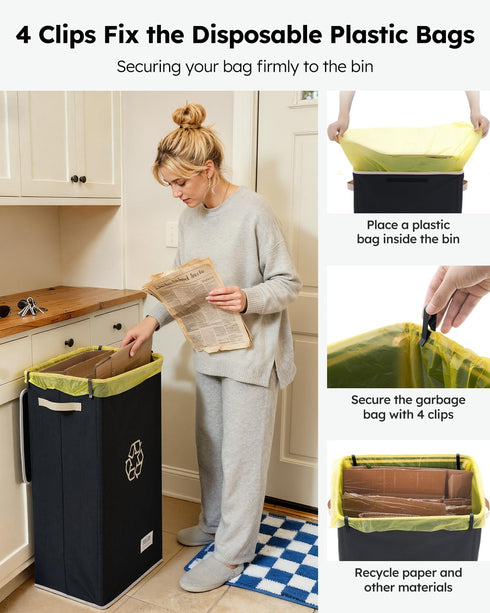 Kitchen,26 2 SOLEDI Recycle Bins for Gallon Recycling Bin with Lid and Removeable Reusable Inner Bags,Indoor Recycling