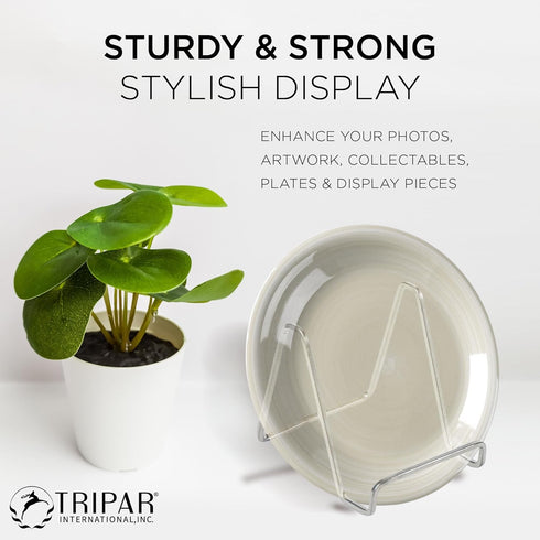 TRIPAR 6-Pack 6-Inch Metal Silver Painted Square Book Holder/Stand, Mini Easel for Table Display
