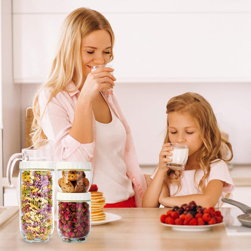 3Pack Hoa Kinh Glass Overnight Oats Jars with Lids, Leak Proof Small Stackable Glass Jar Kitchen Canisters