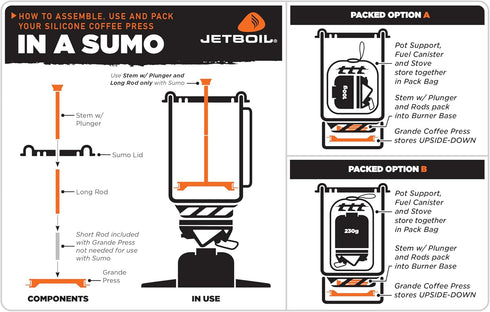 Jetboil Silicone French Press Coffee Maker | Camping and Backpacking Stoves, 1000 milliliters Grande