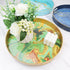 13" Round Green Marbling Decorative Tray with Handles, Morden Plastic Serving Tray for Coffee Table Bathroom, Ottoman