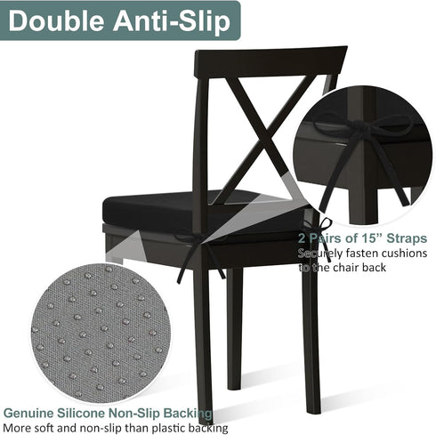 17" 16" 2", Shinnwa Dining Chair Pads, Patented Design Memory Foam Kitchen Chair Cushions with Ties and Washable Cover
