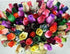 24 Small Bud Wooden Roses Bouquet - Assorted Colors