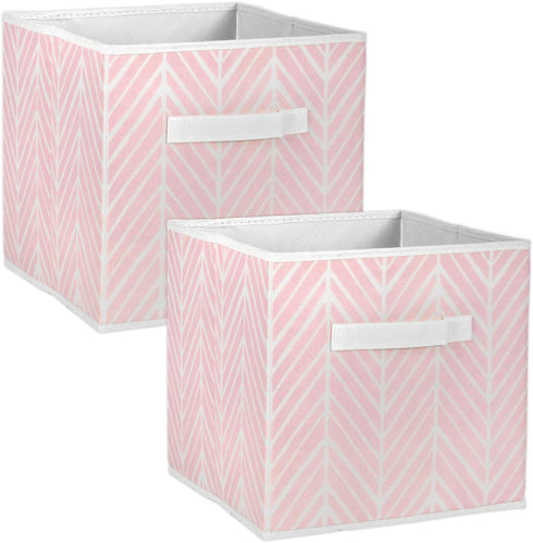 DII Small Herringbone Storage Bin Set of 2, Mauve, Non Woven Polyester