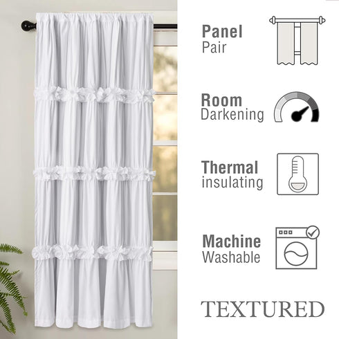 Homechoice Decor 42" 63" 3 (LQ-30) Thermal Insulated Blackout Window Curtains, W x L (Pair), Boho Ruched Window