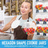 Uiifan Hexagonal Plastic Candy Jar with Lid, Clear Cookie Jar for Snacks, Cookies, Craft Supplies, Coffee Pod, Laundry