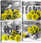 Yellow Rose Wall Pictures for Bedroom: Yellow and Grey Floral Posters, 12x12" 4Pcs, Romantic Flower Canvas Prints