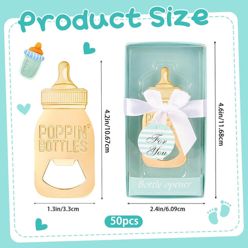 24-Pack Baby Shower Favor Bottle Openers - Blue Souvenirs and Decorations