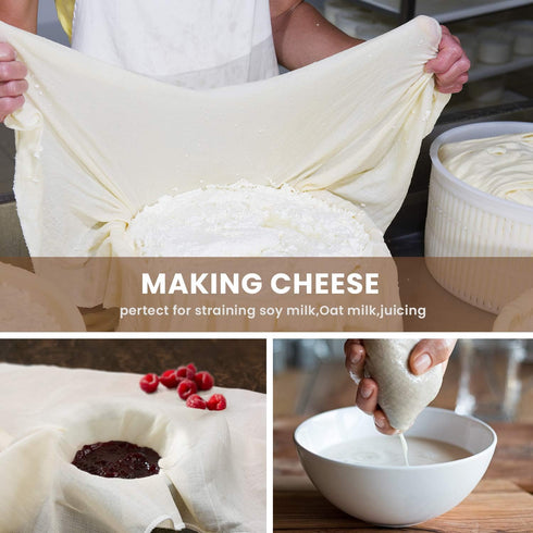 4 Pack Precut Cheesecloth, 15 x 15'' Grade 100, Ultra Fine Unbleached Cotton for Straining & Cooking