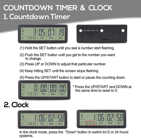 A AIMILAR AY4053-Black Digital Countdown Days Timer - Upgraded Big 999 Days Count Down Clock for Vacation Wedding