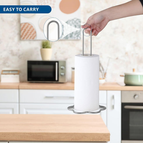 Paper Towel Holder Countertop, Kitchen Paper Towel Stand for Kitchen Organization and Storage, All Metal Sturdy Roll Dispenser, Gray by Eolax