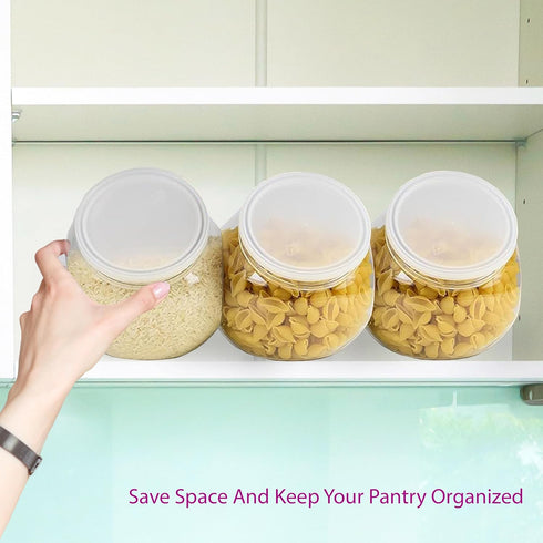 DilaBee 3 Pack Plastic Candy Jar - 48oz Round Jars with Lids for Candy Buffet, Kitchen & Office