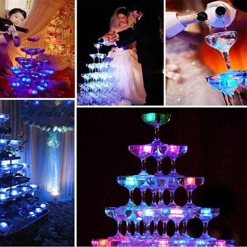 LED Ice Cube Shape Lights, Liquid Sensor Glowing Light up Ice Cubes for Drinks and Party Decorations