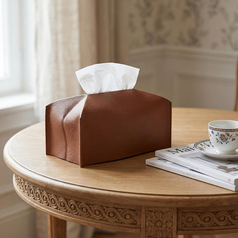 JTYKUYR Countertop, Tissue Box Holder Rectangular Modern PU Leather Facial Tissue for Bathroom, Kitchen, Bedroom