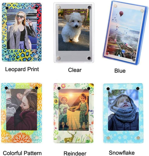 2 PCS 3-inch 2-Sided Clear Acrylic Magnetic Photo Frame, Elegant Frameless Display for Fujifilm Mini Film