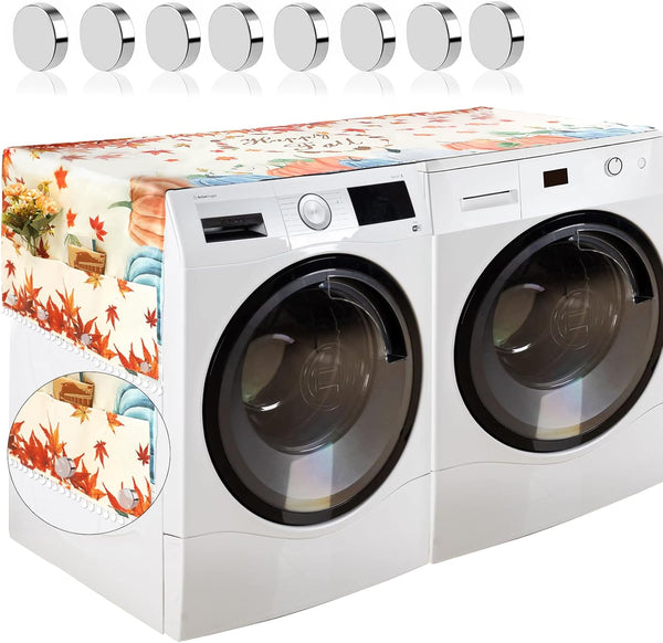 Washer and Dryer Covers for the Top, 75 x 23.6 Inches Non-Slip Magnet Cover with 8 Storage Pockets for Laundry