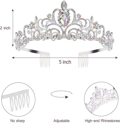 Velscrun Birthday Queen Tiaras Crown for Women, Silver Birth Crown Headband for 30th 40th 50th Birthday