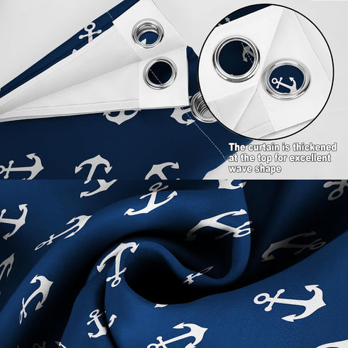 Grommet 2 52x84 Inch MissHope Nautical Anchor Blackout Curtains Ocean Beach Coastal Beach Theme Home Decoration Sailing