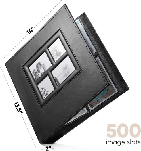 BLYNG Photo Album 4x6 - 500 Slots for Horizontal and Vertical Photos, Faux Leather Cover, Great for Wedding,