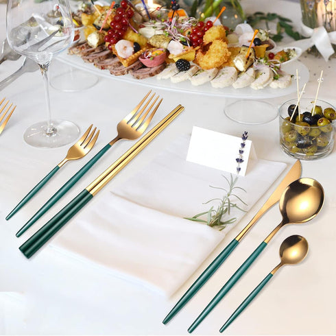 AARAINBOW 8 Pieces Stainless Steel Flatware Set, Portable Reusable Travel Utensils Including Knife, Fork, Spoon, Straws