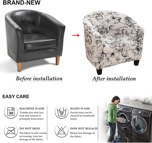 2 14 NILUOH Club Chair Slipcover Piece Stretch Barrel Chair Covers Printed Tub Chair Slipcovers Soft Accent Armchair
