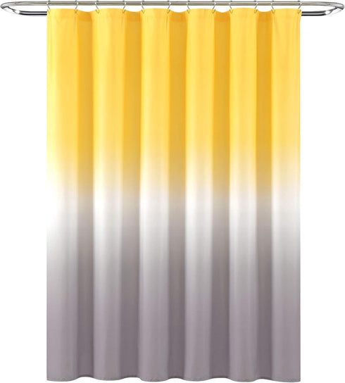 Lush Decor Umbre Fiesta Shower Curtain, 72" x 72", Yellow and Gray Design