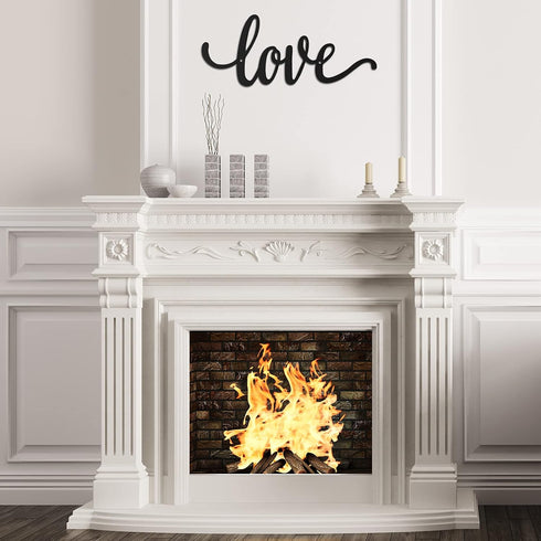 Metal Wall Decor Rustic Letter Signs, Black Wall Art Hanging Word Cutout Decoration for Home (Love Style)