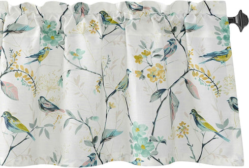VOGOL Bird Pattern Kitchen Valances - Window Valance Curtains for Living Room Bathroom, 52 Inch Wide by 18 Inch Long