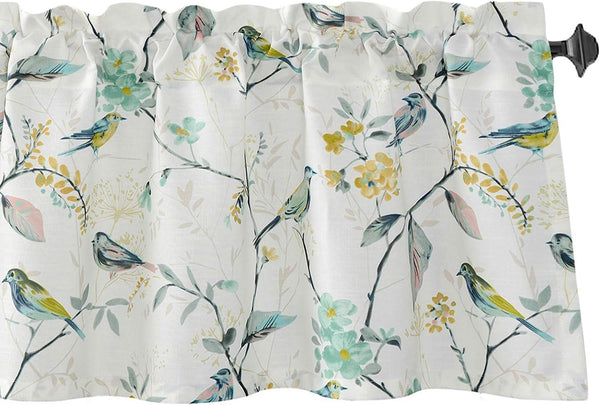 VOGOL Bird Pattern Kitchen Valances - Window Valance Curtains for Living Room Bathroom, 52 Inch Wide by 18 Inch Long