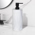 Resin White Marbled Body Wash Engraved Bottle Refillable Pump Dispenser, Durable Waterproof Construction for Bath
