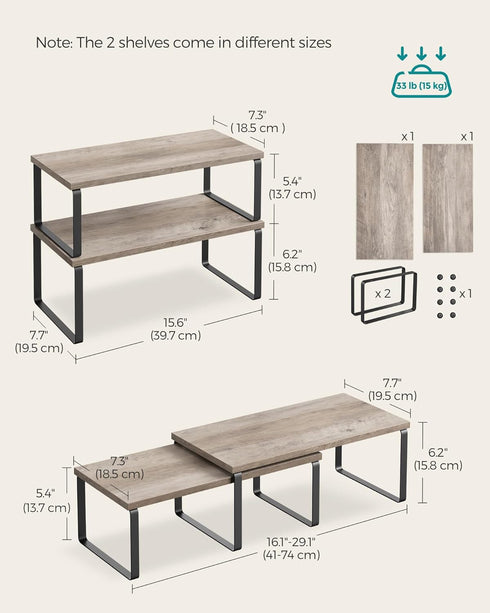 Set 2 Counter UKCS200X02 SONGMICS Cabinet Organizer Shelf, of Kitchen Shelves, Kitchen Storage, Spice Rack, Stackable
