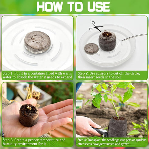 ZeeDix 100 Pcs 30mm Peat Pellets Seed Starter Soil Pods for Vegetable Seedling with 100 Labels & 2 Tools