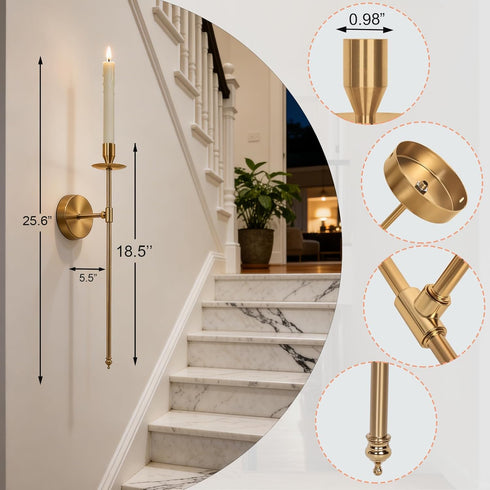 Set 2 Yollzey Candle Holder Wall Sconces of with Battery Operated Candles and Remote Control, Wall Sconces Home Decor