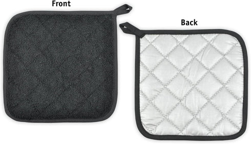 DII Basic Terry Collection Quilted Potholder, 100% Cotton, Black, 3 Piece