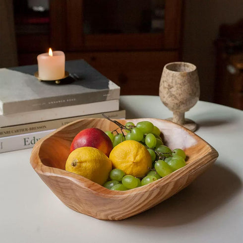ZENFUN Wood Root Dish Bowl, Natural Handmade Serving Bowl for Snacks, Appetizer Display, 7.8''-9.5'' Diameter