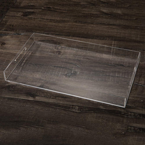 Decorative,16" 12" Countertop,Large Sooyee Clear Acrylic Tray x Plastic Serving Trays for Coffee