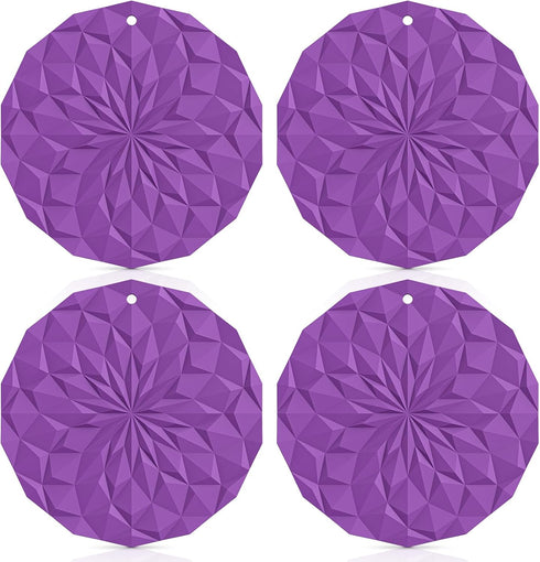 ME.FAN Silicone Trivet Mats - 4 Pack Pot Holders, 7.4'' Thickened Hot Pads for Hot Pots, Pans, Heat Resistant for Table