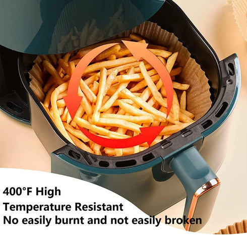 Air Fryer Paper Liners, 100PCS Non-stick Disposable Parchment Sheets, 7.9inch-Round, Food Grade Liner for Baking,