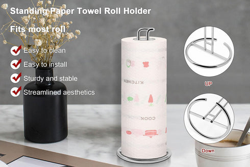 NearMoon Paper Towel Holder, Sturdy Kitchen Countertop Stand Dispenser for Standard or Jumbo-Sized Paper Towels